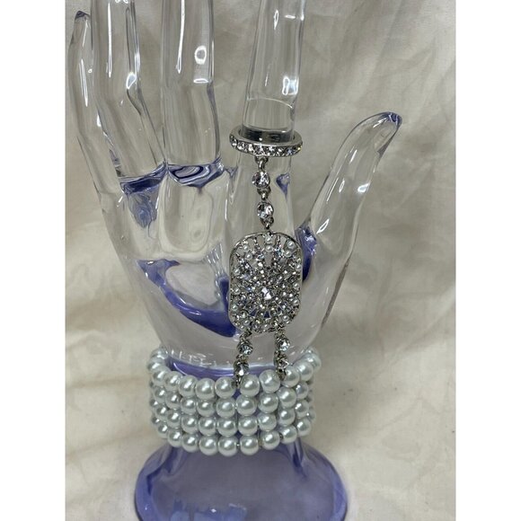 Rhinestone & Faux Pearl Gracie Slave Bracelet - Picture 5 of 5